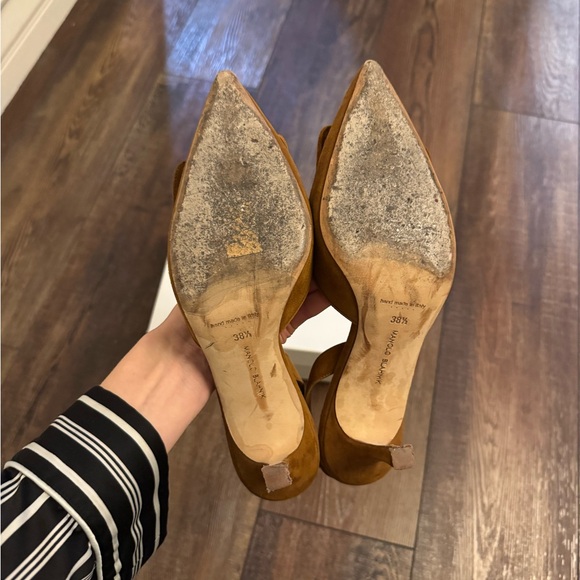 Manolo Blahnik Tan Suede Heels - Picture 7 of 8